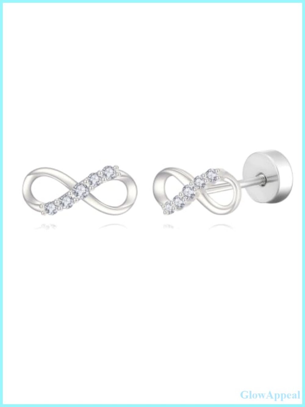Sterling Silver Lab Grown Diamond Infinity Stud Earrings Screwback